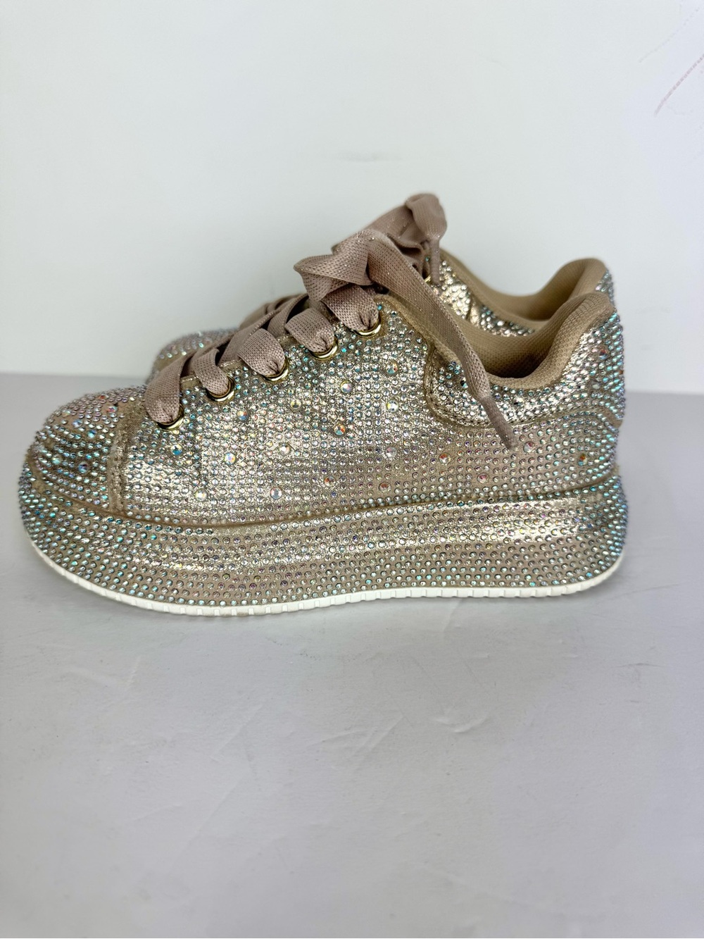 Link Champagne Colored Bedazzled Little Girl Platform Sneakers Size 13